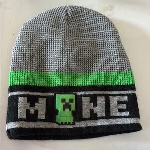 Minecraft Gray and Green Kids Beanie